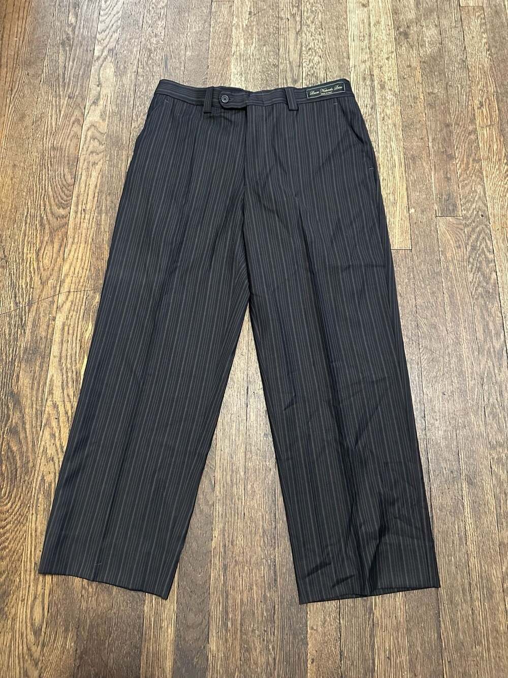 Vintage Linea Naturale Luxe Made in Italy 100% Wool Brown Pinstripe Trousers 33